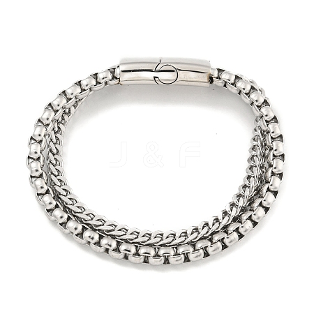 Tarnish Resistant 201 Stainless Steel Multi-Strand Chains Bracelets BJEW-F473-05P-02-1