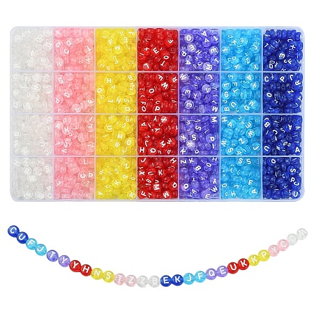 1750Pcs 7 Colors Transparent Acrylic Beads TACR-YW0002-47-1