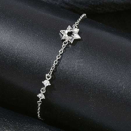 Brass Micro Pave Clear Cubic Zirconia Link Bracelets BJEW-E114-01A-P-1