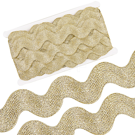 10 Yard Metallic Polyester Wavy Fringe Trim Ribbon SRIB-GF0001-38T-1