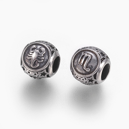 316 Surgical Stainless Steel European Beads STAS-F195-128P-09-1