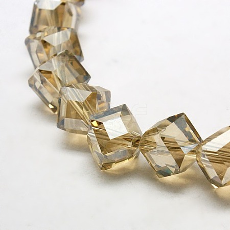 Pearlized Crystal Glass Cube Beads Strands EGLA-F023-A03-1