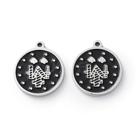 304 Stainless Steel Black Enamel Charms STAS-M102-17P-05-1