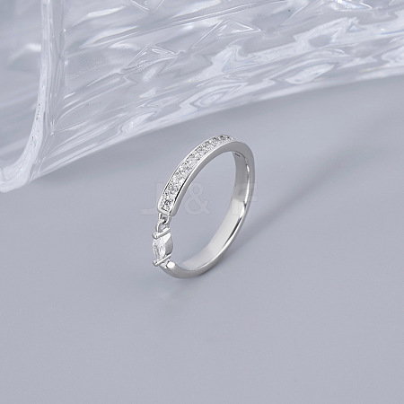 Brass Micro Pave Cubic Zirconia Cuff Open Rings for Women FS-WG471DC-05-1