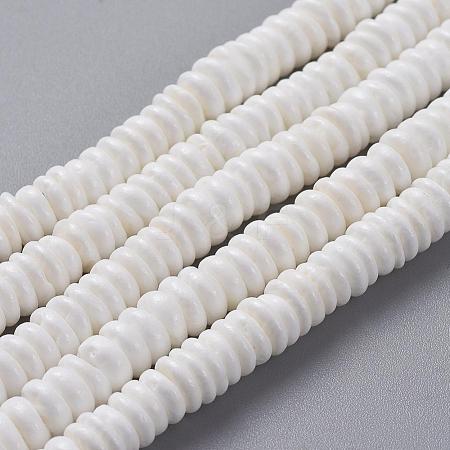Disc Natural Sea Shell Beads Strands X-SSHEL-F290-21-1