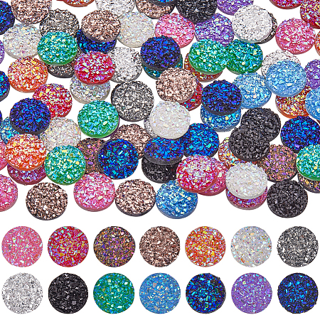 140Pcs 14 Colors Druzy Resin Decoden Cabochons RESI-SC0005-55-1