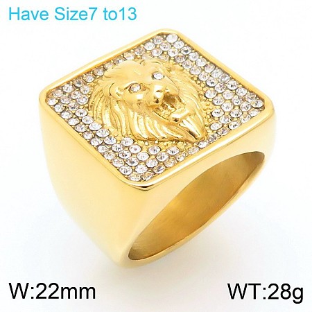 304 Stainless Steel Cubic Zirconia Finger Rings for Men FS-WG9BEFD-12-1