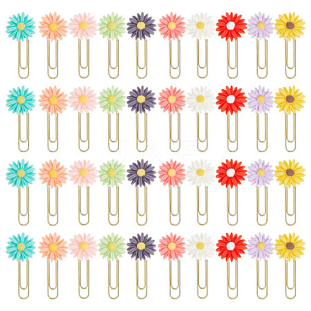 40Pcs 10 Colors Resin Flower Paper Clips AJEW-AB00177-1