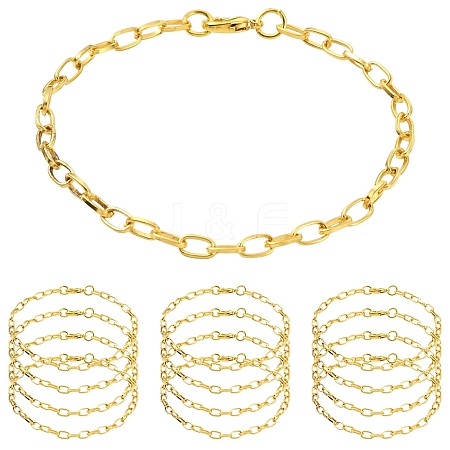 10Pcs Iron Cable Chain Bracelets IFIN-YW0004-03G-1