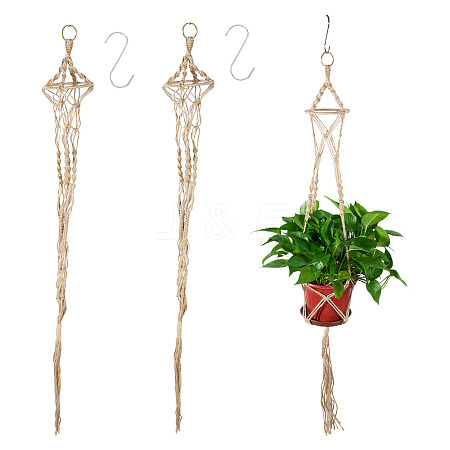 2Pcs Handmade Macrame Polyester Plant Hanger AJEW-HS0001-48-1