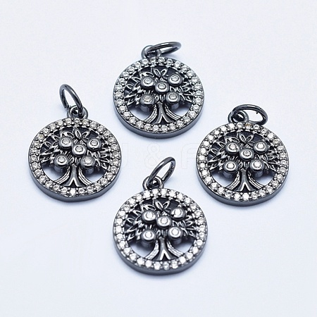 Brass Micro Pave Clear Cubic Zirconia Charms ZIRC-J040-10B-NR-1