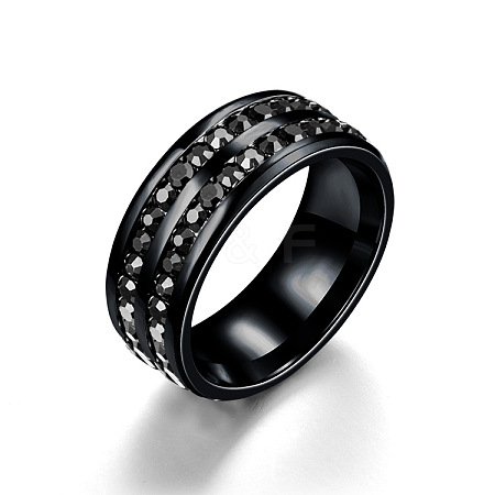 201 Stainless Steel Rhinestone Finger Ring FS-WGE7DD5-08-1