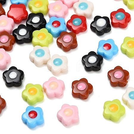 10Pcs Two Tone Opaque Acrylic Beads AL-CBA5AB7-04-1