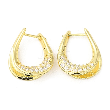 Rack Plating Brass Teardrop Hoop Earrings with Cubic Zirconia EJEW-M222-01G-1