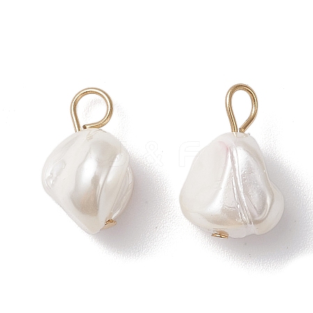 Electroplated Shell Pearl Nuggets Charms PALLOY-JF04641-01-1