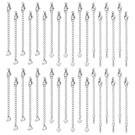 60Pcs 3 Styles 304 Stainless Steel Chain Extender STAS-UN0064-63-1