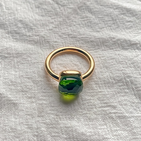 Square 304 Stainless Steel with Glass Finger Rings FS-WG8AAFA-17-1