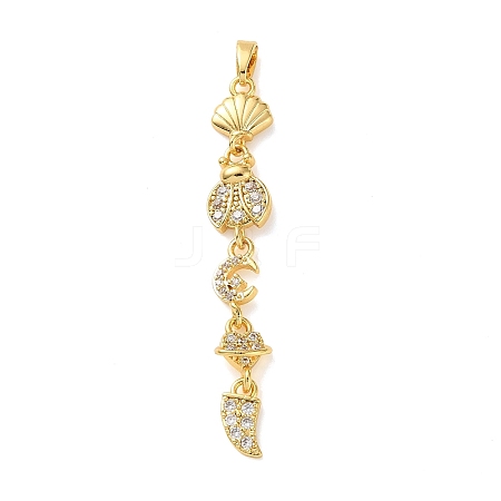 Brass Micro Pave Clear Cubic Zirconia Pendants KK-D101-01A-G-1