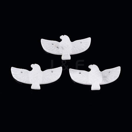 Eagle Shape Natural White Jade Gemstone Pendants G-P563-05E-1