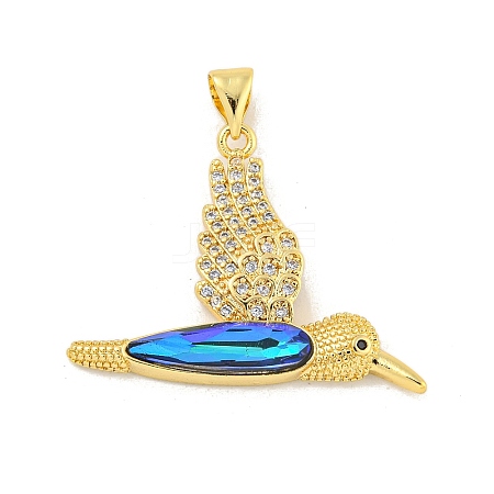 Rack Plating Brass Micro Pave Clear Cubic Zirconia Pendants KK-K341-55G-1