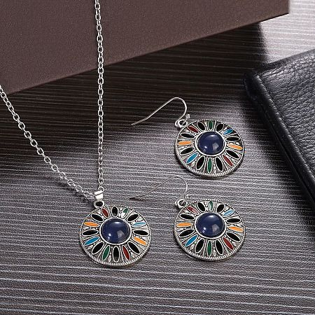 Bohemian Style Alloy Enamel Pendant Necklaces & Dangle Earrings Sets WG43411-04-1