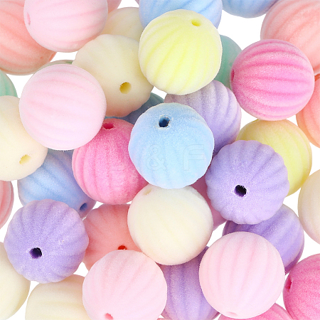 40Pcs Flocking Opaque Acrylic Beads OACR-PA0001-95-1