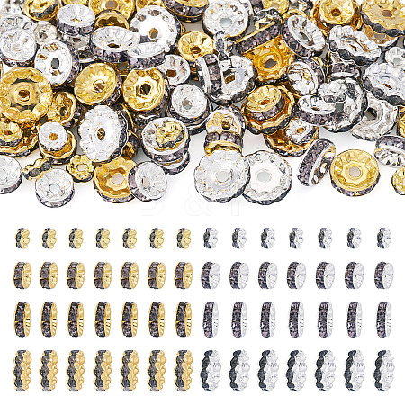 120Pcs Brass Rhinestone Spacer Beads RB-TA0001-36A-1