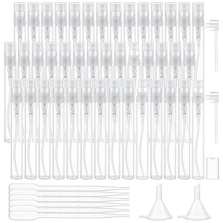 80Pcs Empty Portable Plastic Spray Perfume Bottle with 2Pcs Plastic Pump with 2Pcs Mini Transparent Plastic Funnel Hopper with 6Pcs Disposable Plastic Droppe AJEW-BC0007-50A-1