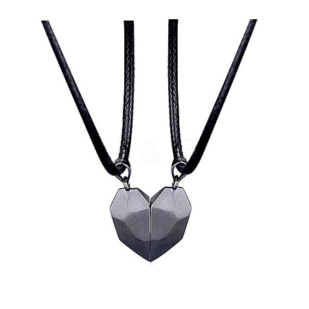 Valentine's Day Stainless Steel Magnetic Heart-shaped Couples Necklace Set with Peach Heart Pendant RE7695-7-1