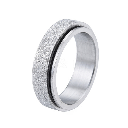 Non-Tarnish 201 Stainless Steel Sand Blast Rotating Finger Ring RJEW-N043-06P-1