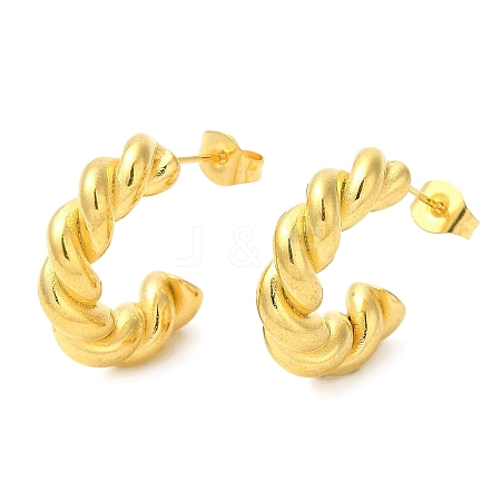 Ion Plating(IP) 304 Stainless Steel Rope Chains Shape Stud Earrings EJEW-B026-04G-1