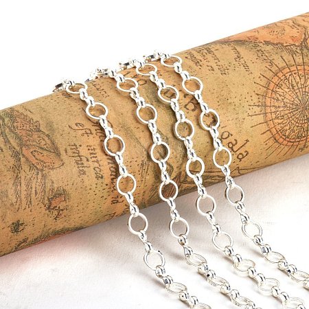 1 Yard Brass Handmade Mother-son Chains size 6x1mm Silver Chain for Jewelry Making CHC-PH0001-09S-1