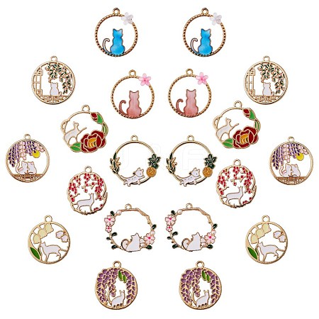 20Pcs 10 Style Alloy Enamel Pendants ENAM-SZ0002-46-1