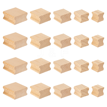 AHADERMAKER 20Pcs 5 Styles Square Grooved Wood Blocks for Stamp Carving WOOD-GA0001-63-1