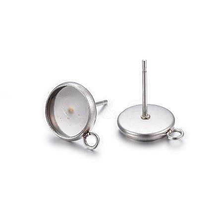 Non-Tarnish 304 Stainless Steel Stud Earring Settings LS-X-STAS-H467-08P-12mm-1