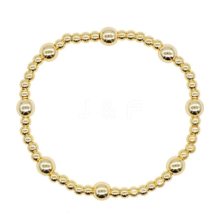 Brass Round Beaded Stretch Bracelets for Women Men WM6833-1