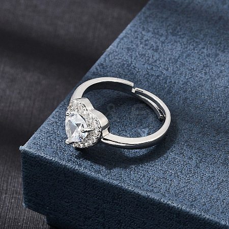 Brass Micro Pave Clear Cubic Zirconia Cuff Open Rings CU-CBA5C10-01P-1