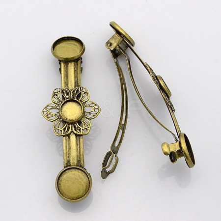 Vintage Hair Accessories Iron Hair Barrette Findings IFIN-J039-11AB-NF-1