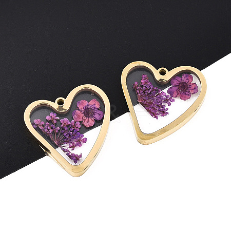 304 Stainless Steel Epoxy Resin Pendants STAS-T072-24-1