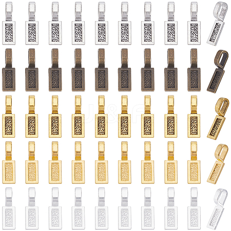 100Pcs 5 Colors Tibetan Style Alloy Glue-on Flat Pad Bails FIND-SP0001-89-1