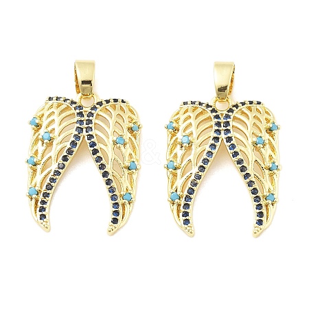 Wings Brass Micro Pave Cubic Zirconia Pendants KK-M325-11G-1