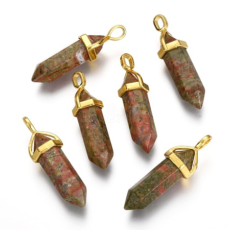 Natural Unakite Double Terminated Pointed Pendants G-G902-B17-1