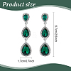 ANATTASOUL 3 Pairs 3 Colors Glass Teardrop Dangle Stud Earrings with Rhinestone EJEW-AN0003-98-2