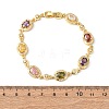 Oval Brass Micro Pave Cubic Zirconia Link Chain Bracelets for Women BJEW-D387-04G-06-5