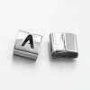 Tarnish Resistant Letter Style 201 Stainless Steel Square Slide Charms STAS-L132-13-1