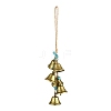 Iron Bell & Synthetic Turquoise Skull Pendant Decoration HJEW-JM00991-A-1