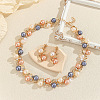 Alloy with Plastic Pearl Round Beaded Link Chain Necklaces & Stud Dangle Earrings Sets WG2621B-01-1