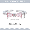 1Pc Bowknot Alloy & Resin Cuff Rings for Women RJEW-LP0010-07-2