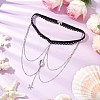 304 Stainless Steel Cable Chains & Electroplated Shell Pendant Tassel Thigh Leg Chains AJEW-AN00649-01-1