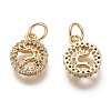 Brass Micro Pave Clear Cubic Zirconia Charms ZIRC-C020-58G-2